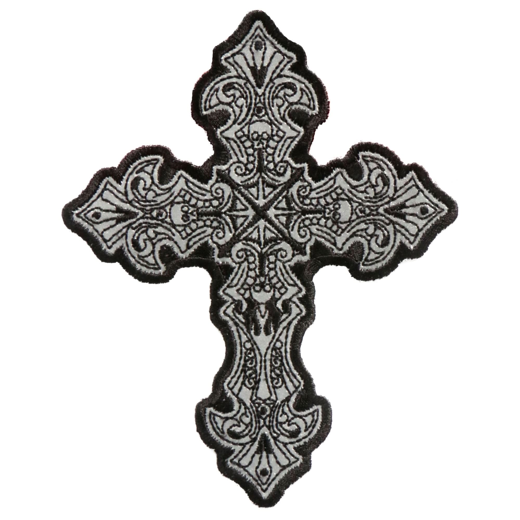 Hot Leathers 4" x 5" Reflective Crucifix Patch