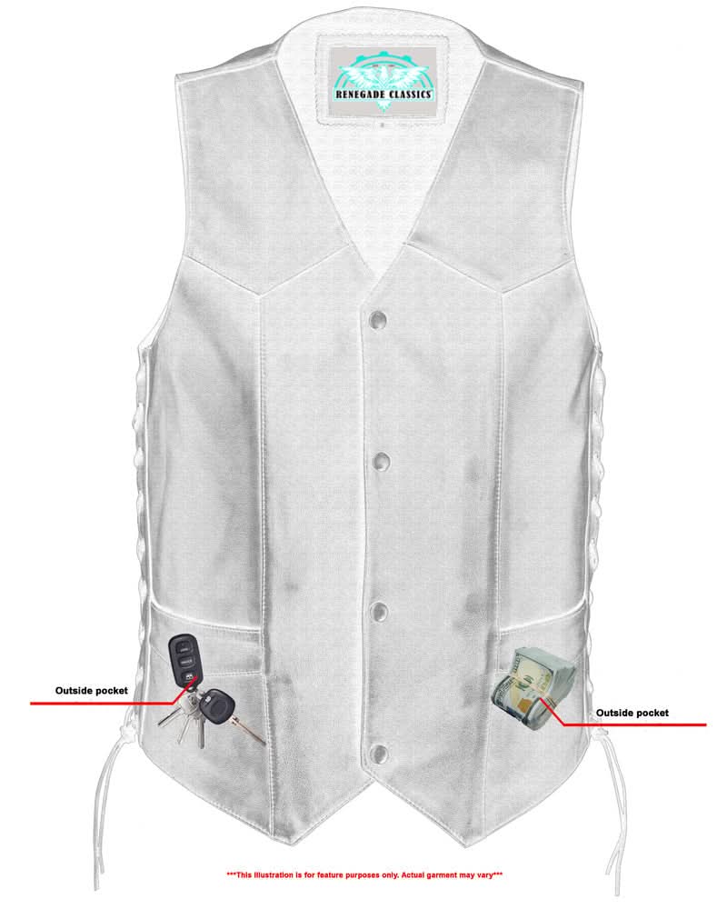 Guild Gold Men's Leather Motorcycle Vest - Black