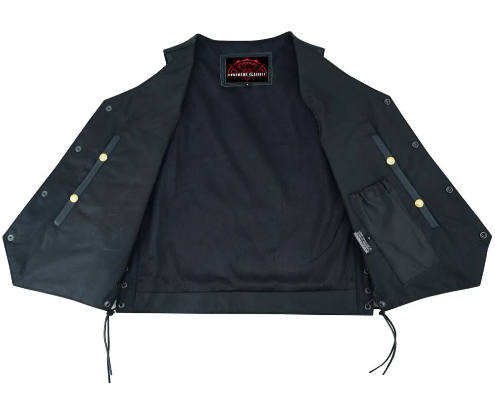 Guild Gold Men's Leather Motorcycle Vest - Black