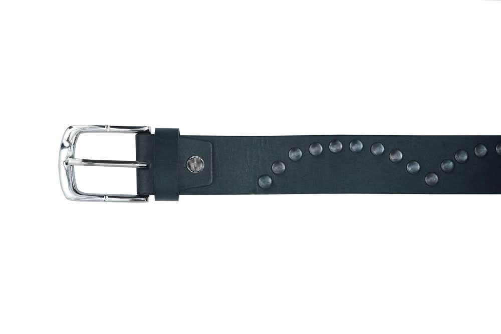 BLT Super Cool Curved Pattern Studded Leather Belt Biker Accessories Renegade Classics