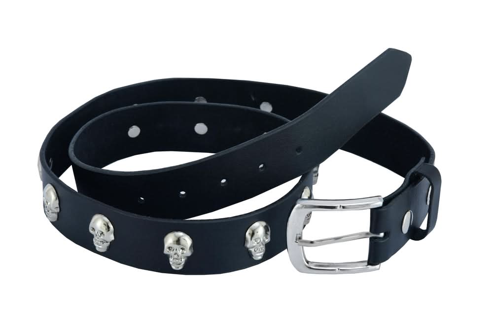 BLT Skull Heads Black Genuine Leather Belt Biker Accessories Renegade Classics