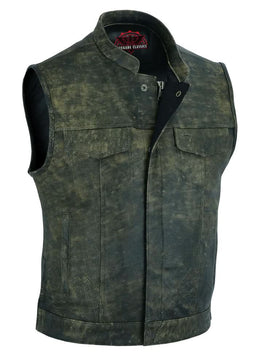Burnt Men's Antique Brown Leather Motorcycle Vest