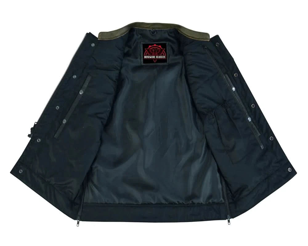 ShadowProof Whiskey Men's Motorcycle Leather Vest - Black