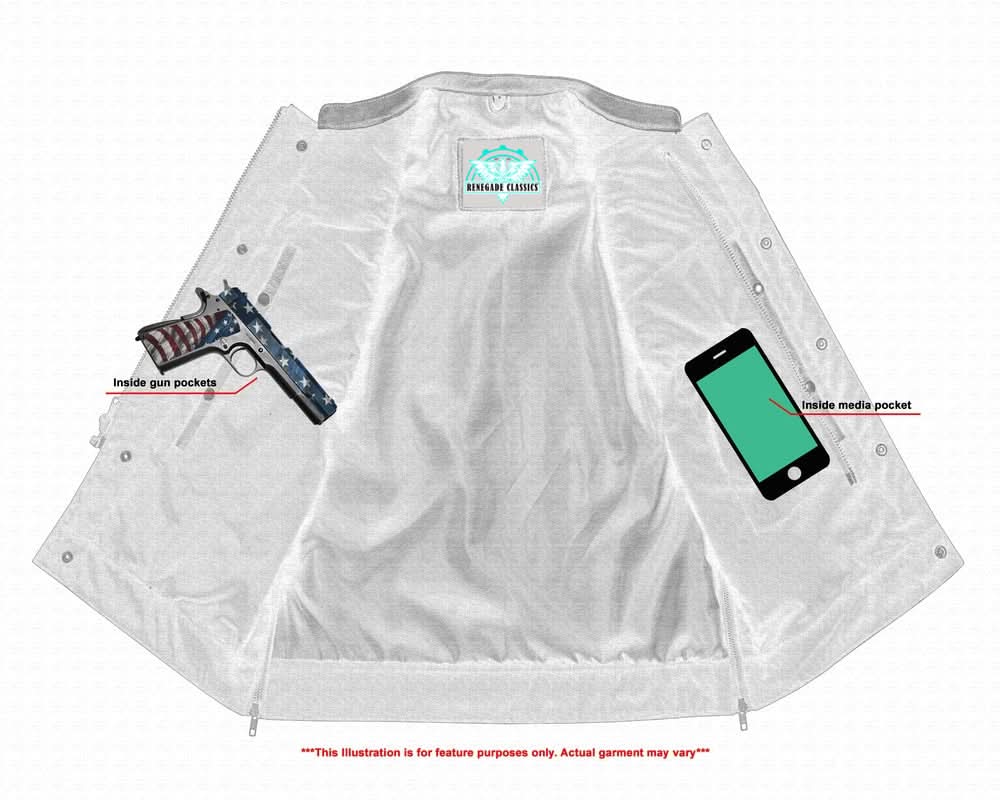 ShadowProof Whiskey Men's Motorcycle Leather Vest - Black