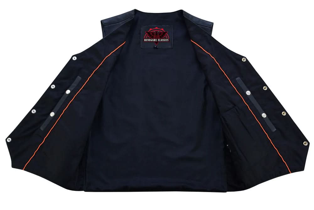 Back Line Men's Single Back Panel motorcycle vest