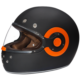 DOT Daytona Retro Full Face Motorcycle Helmet: Vintage Style for Men, Women, & Youth - Dull Black W/ Orange Accents