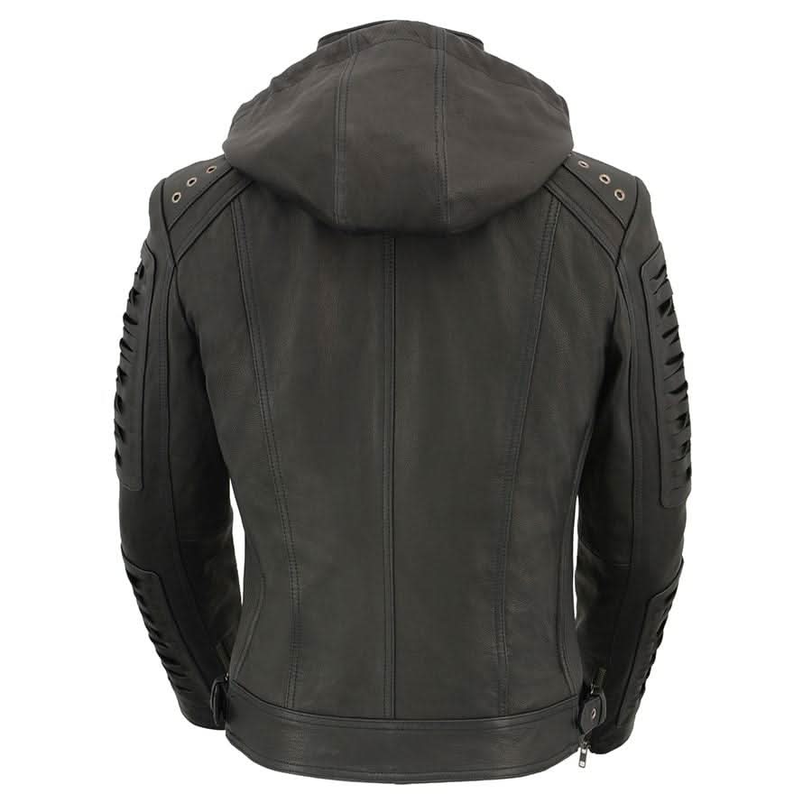 Milwaukee Leather SFL2865 Women's Black Scuba Style Fashion Casual Leather Jacket with Hoodie