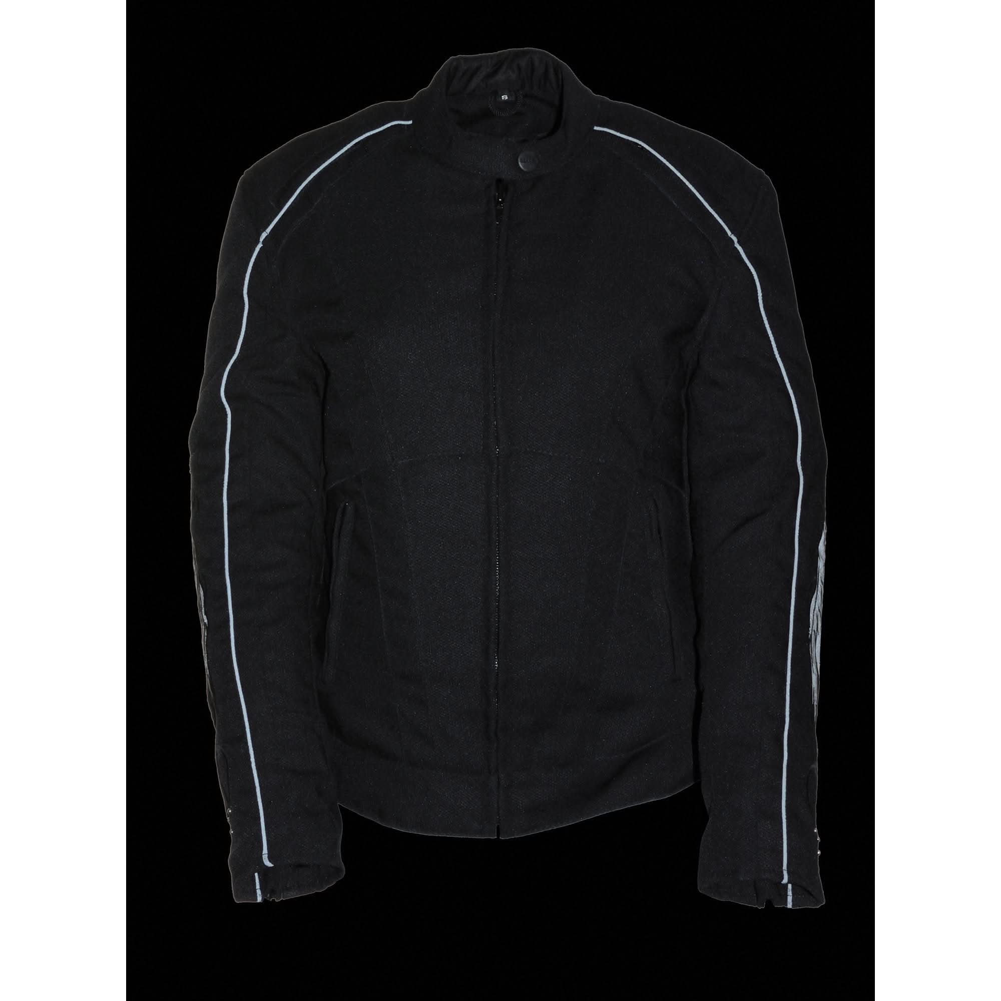 Milwaukee Leather SH1954 Women's Black and Red Textile Jacket with Stud and Wings Detailing