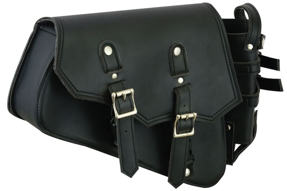 DS Right Side Synthetic Leather Swing Arm Bag w/Bottle Holder Swingarm Bags Renegade Classics