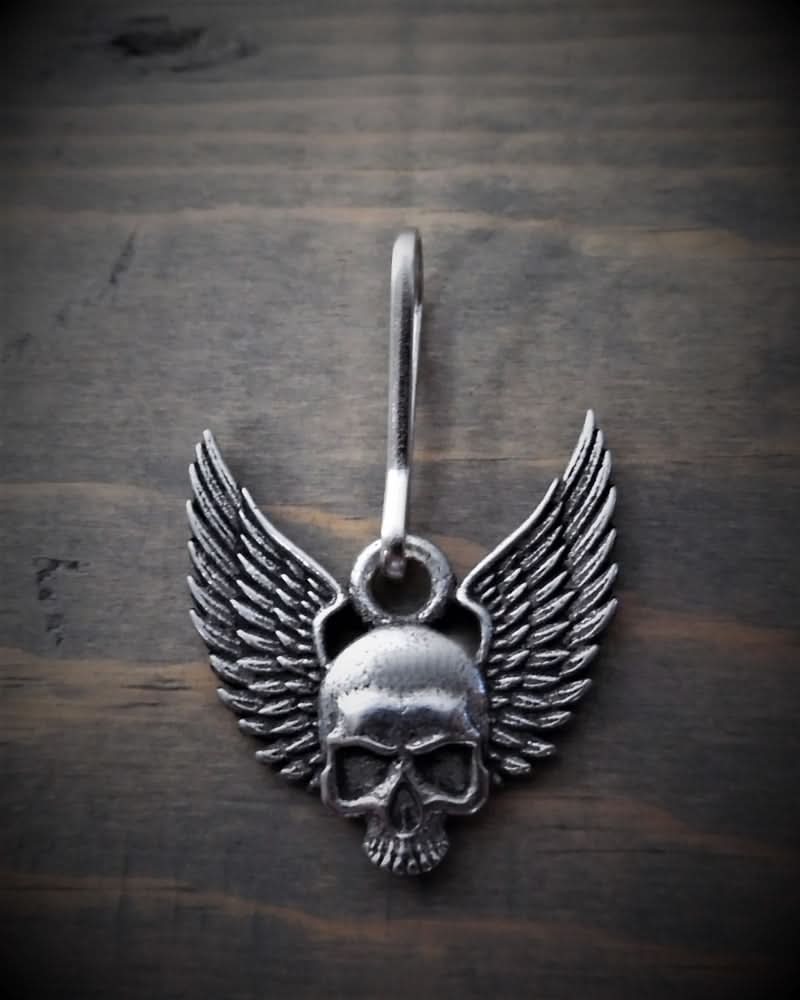 BZP-34 Skull Upwing Zipper Pull Zipper Pulls Bravo Bells
