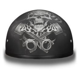 D6-PS D.O.T. DAYTONA SKULL CAP - W/ PISTONS SKULL Helmets Daytona Helmets