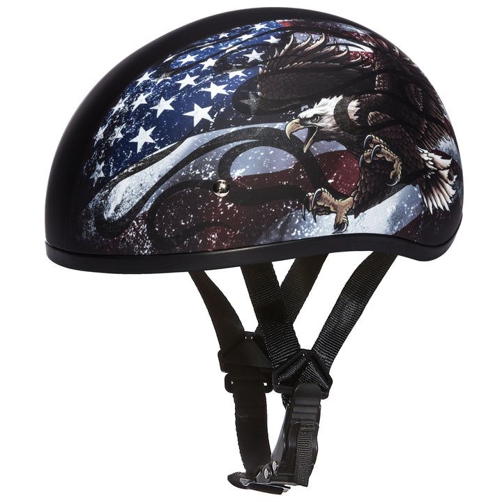 D6-USA ‘DAYTONA SKULL CAP' with USA Flag and Eagle Half Face Helmet Helmets Daytona Helmets