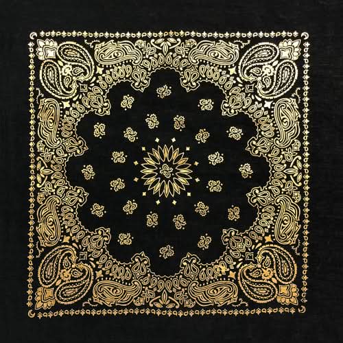 BD2520 Black Gold Metalic Paisley Bandanas Carolina Mfg.