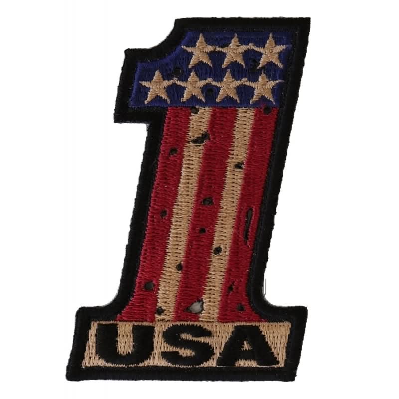 P3566 Number 1 USA Vintage Flag and Stars Patch Patches The Cheap Place