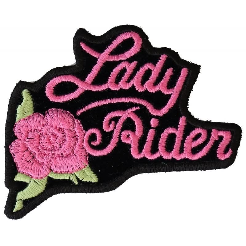 P2526PINK Pink Lady Rider Rose Biker Patch Patches The Cheap Place