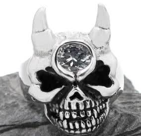 R190 Stainless Steel Diamond Eye Skull Face Biker Ring Rings Renegade Classics