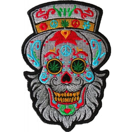 P6705 Bearded Sugar skull Small Iron on Patch Patches The Cheap Place