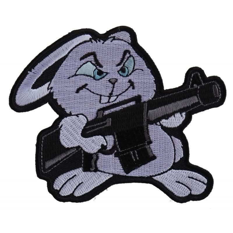 P5883 Machine Gun Bunny Rabbit Novelty Iron on Patch Patches The Cheap Place