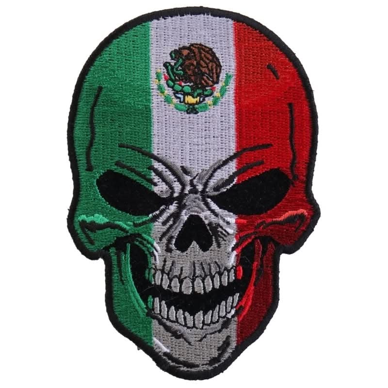 P5665 Mexican Flag Skull Small Patch Patches The Cheap Place
