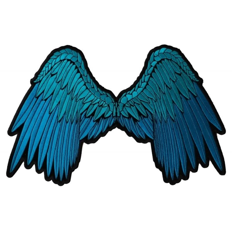 PL3012 Pretty Angel Wings in Blue Embroidered Large Iron on Patch Patches The Cheap Place