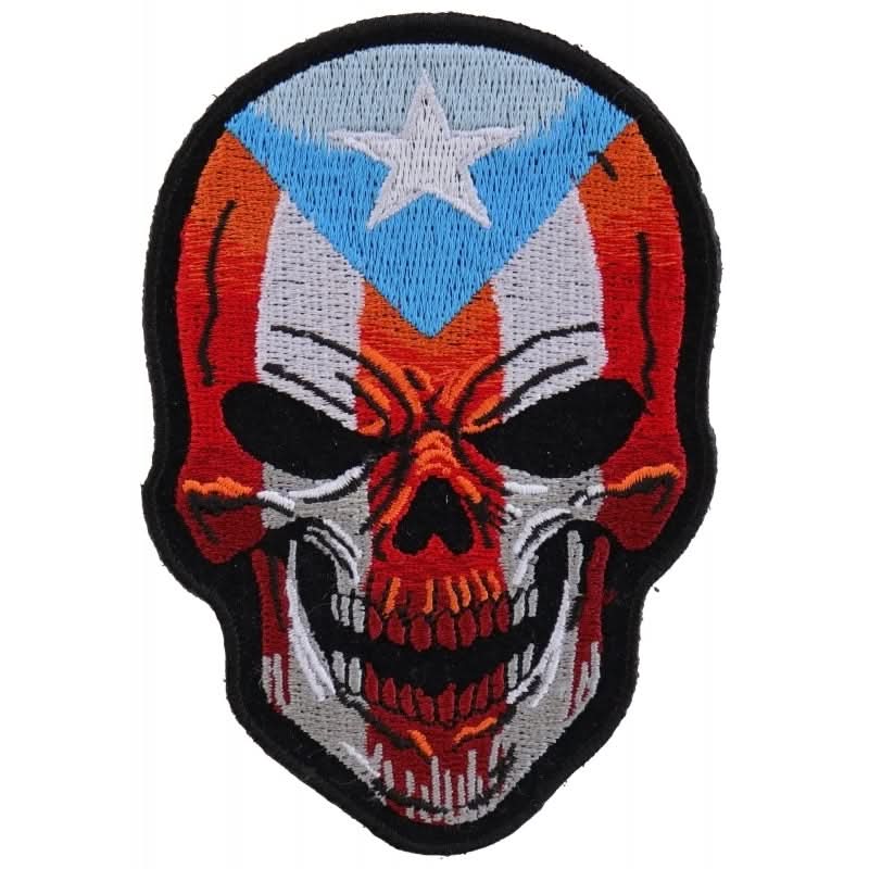 P5137 Puerto Rican Skull Patch With Puerto Rico Flag Patches The Cheap Place