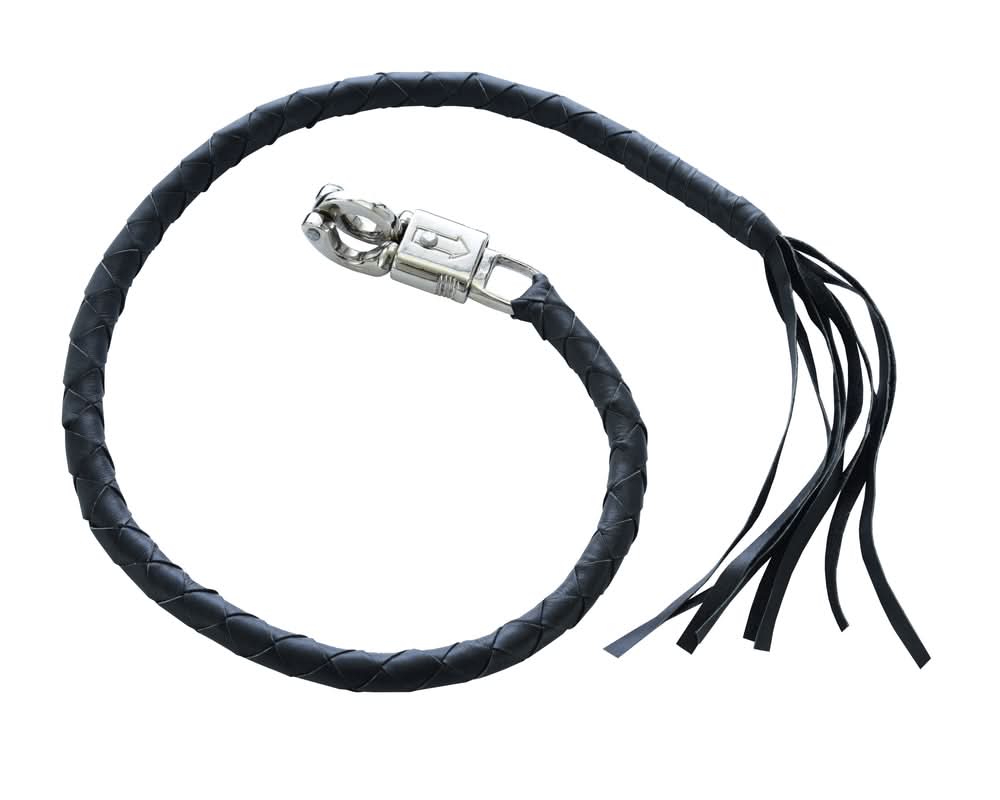 GBW201 Leather Handlebar Fringe - Black Whips Renegade Classics