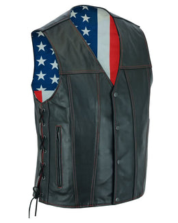 Tribute Men's Black Leather Motorcycle Men's Leather Vests Renegade Classics