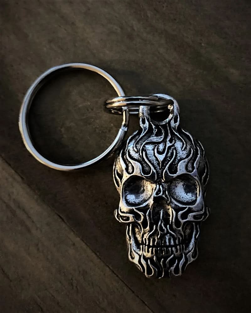 BBK-03 Flame Skull Keychain Wallet Chains/Key Leash Bravo Bells