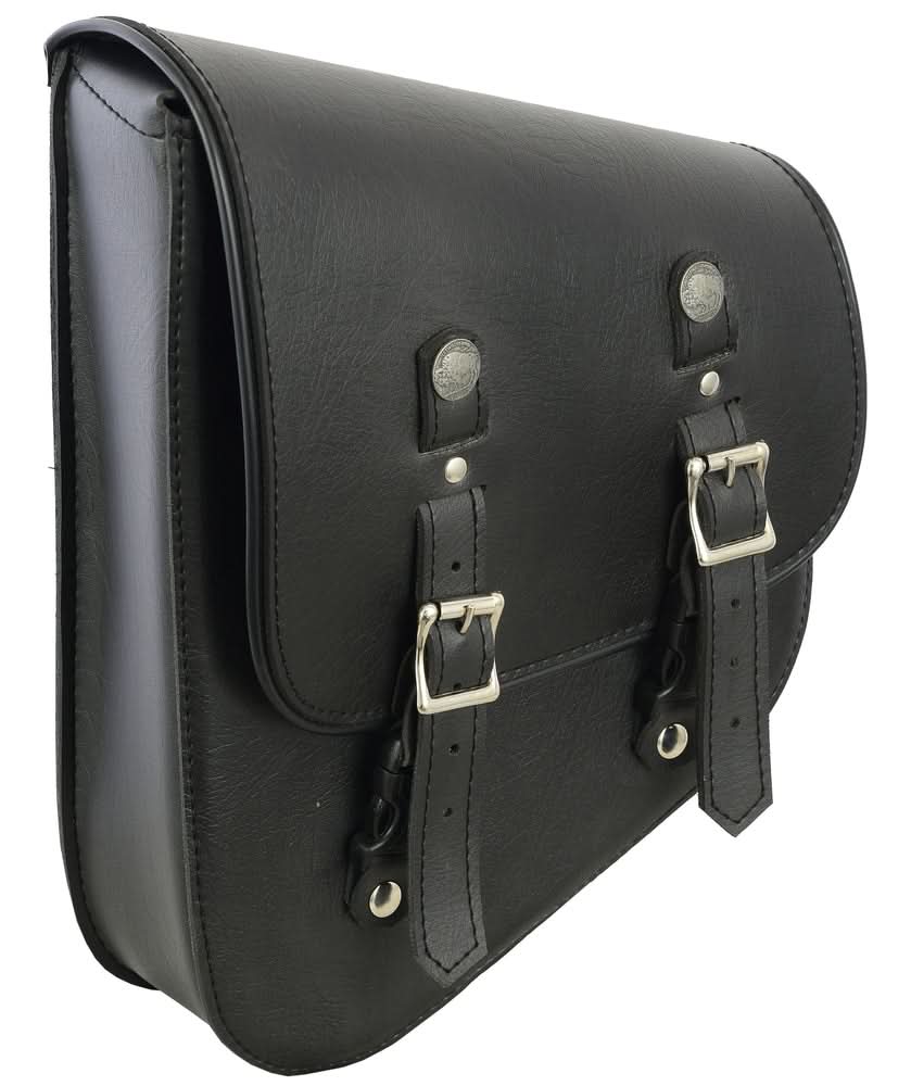 DS Left Side Synthetic Leather Swing Arm Bag W/ Buffalo Snaps Swingarm Bags Renegade Classics