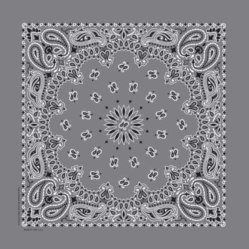 BD2505 Bandana Paisley Charcoal Bandanas Carolina Mfg.