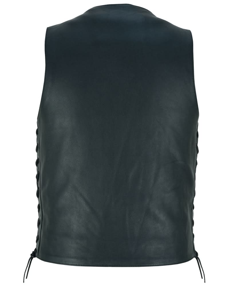 Guild Gold Men's Leather Motorcycle Vest - Black Men's Leather Vests Renegade Classics