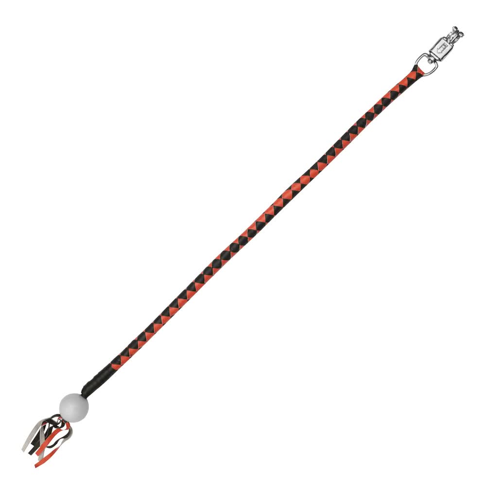 GBW209B Leather Handlebar Fringe - Orange/Black w/ White Pool Ball Whips Renegade Classics