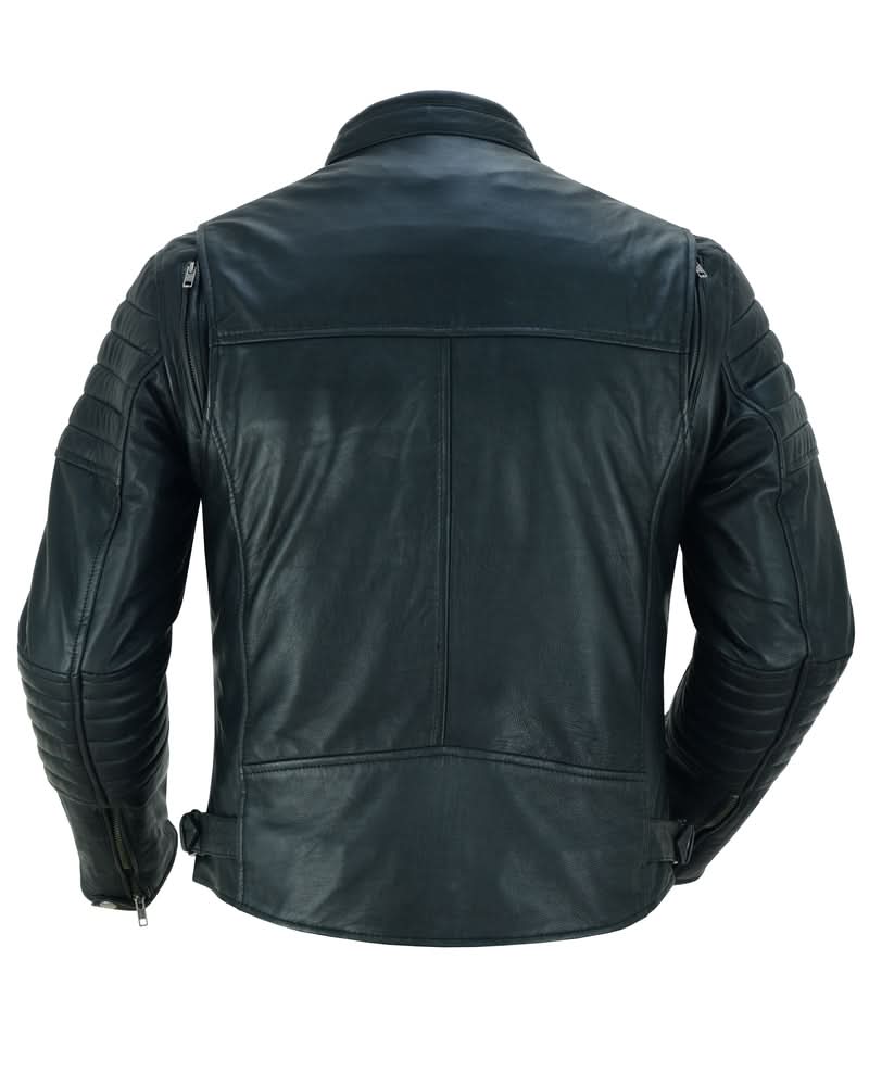 Roamer Men's Leather Scooter Jacket - Black Men's Leather Jackets Renegade Classics