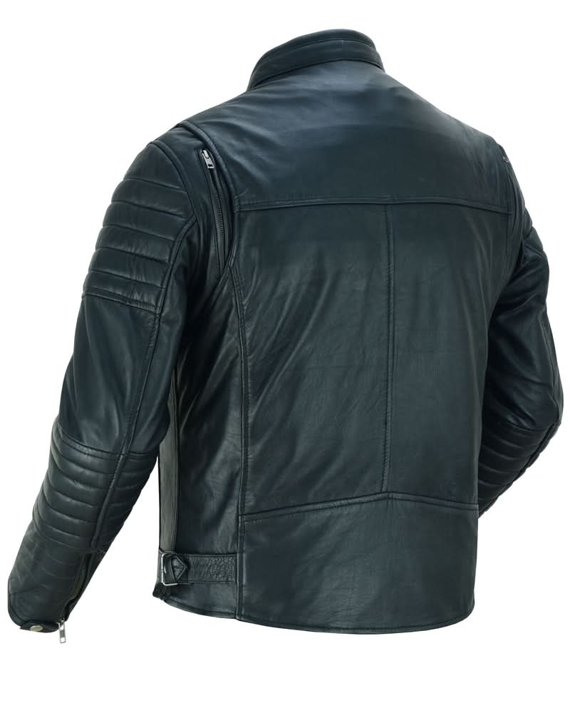 Roamer Men's Leather Scooter Jacket - Black Men's Leather Jackets Renegade Classics