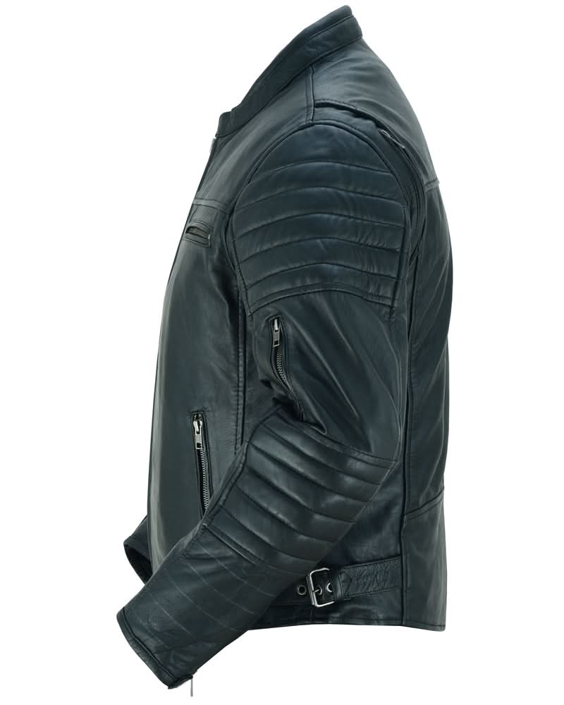 Roamer Men's Leather Scooter Jacket - Black Men's Leather Jackets Renegade Classics