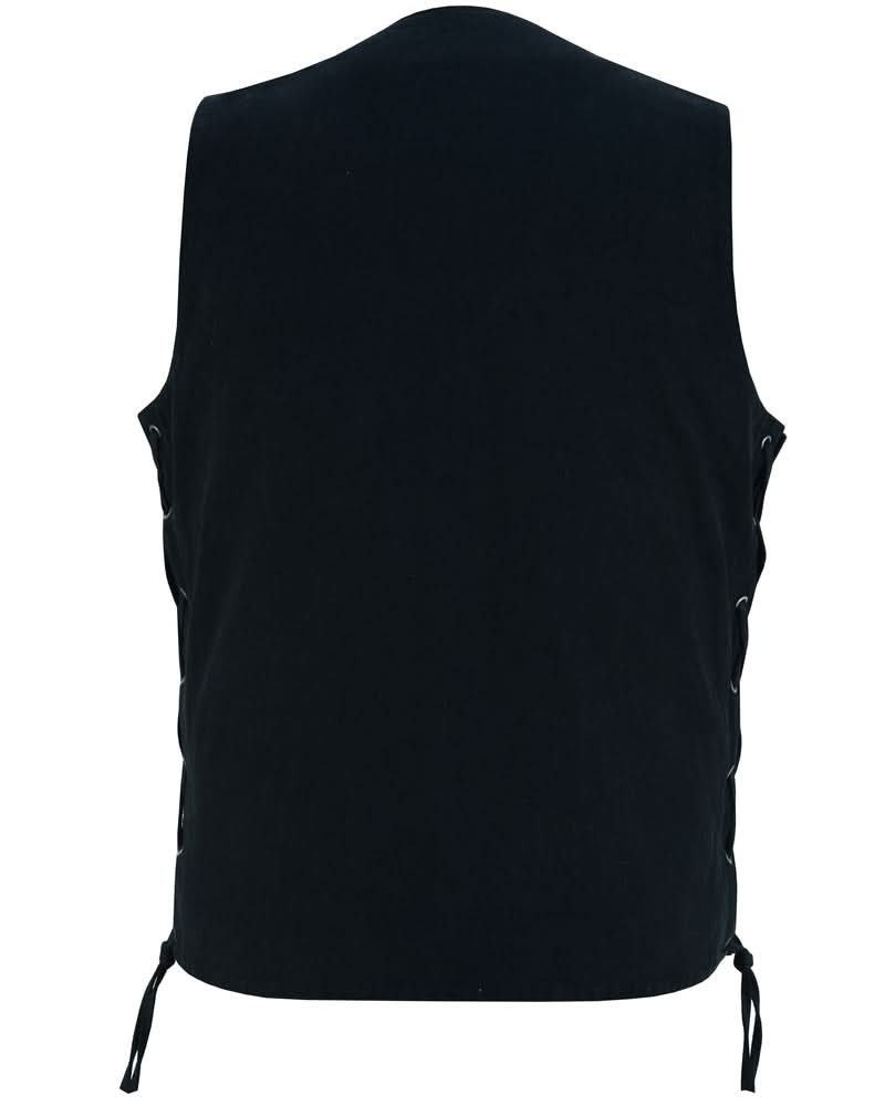 Denhawk Men's Tall Black Denim Motorcycle Vest Men's Denim Vests Renegade Classics