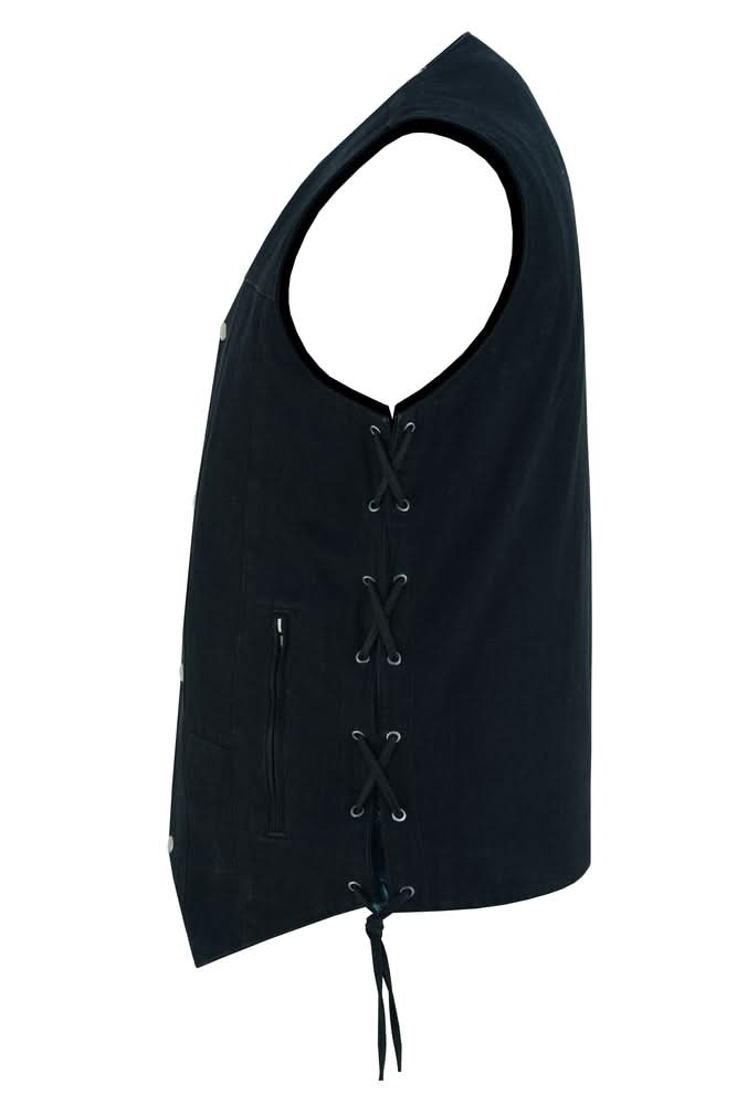 Denhawk Men's Tall Black Denim Motorcycle Vest Men's Denim Vests Renegade Classics
