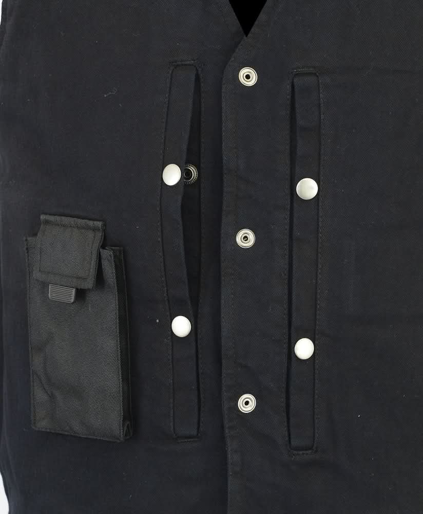 Outrider Men's Classic Black Denim Motorcycle Vest Men's Denim Vests Renegade Classics