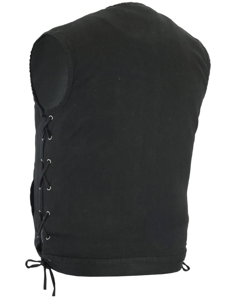 Dark Terrain Men's Black Denim Motorcycle Vest Men's Denim Vests Renegade Classics