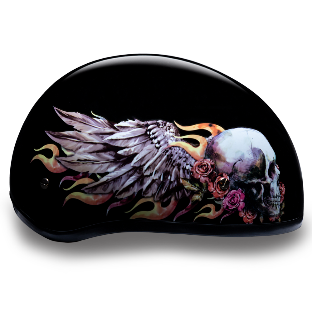 D6-SKW D.O.T. DAYTONA SKULL CAP - W/ SKULL WINGS Helmets Daytona Helmets