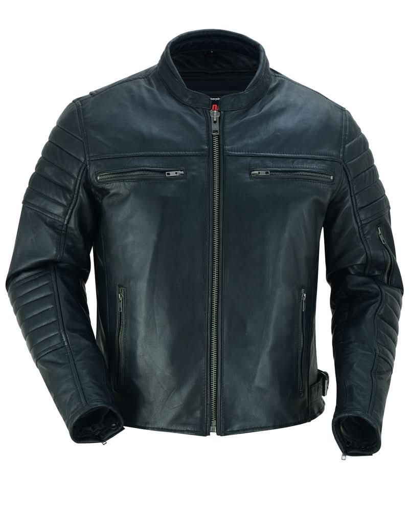 Roamer Men's Leather Scooter Jacket - Black Men's Leather Jackets Renegade Classics