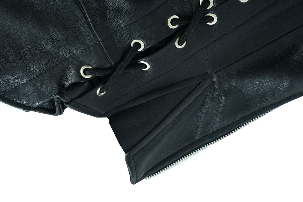 DS Women's Black Thigh High Leather Side Lace Leggings Chaps & Pants Renegade Classics