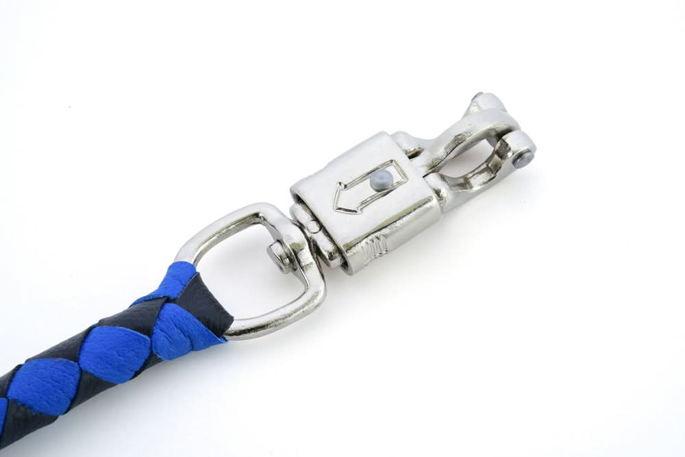 GBW205 Leather Handlebar Fringe - Blue/Black Whips Renegade Classics