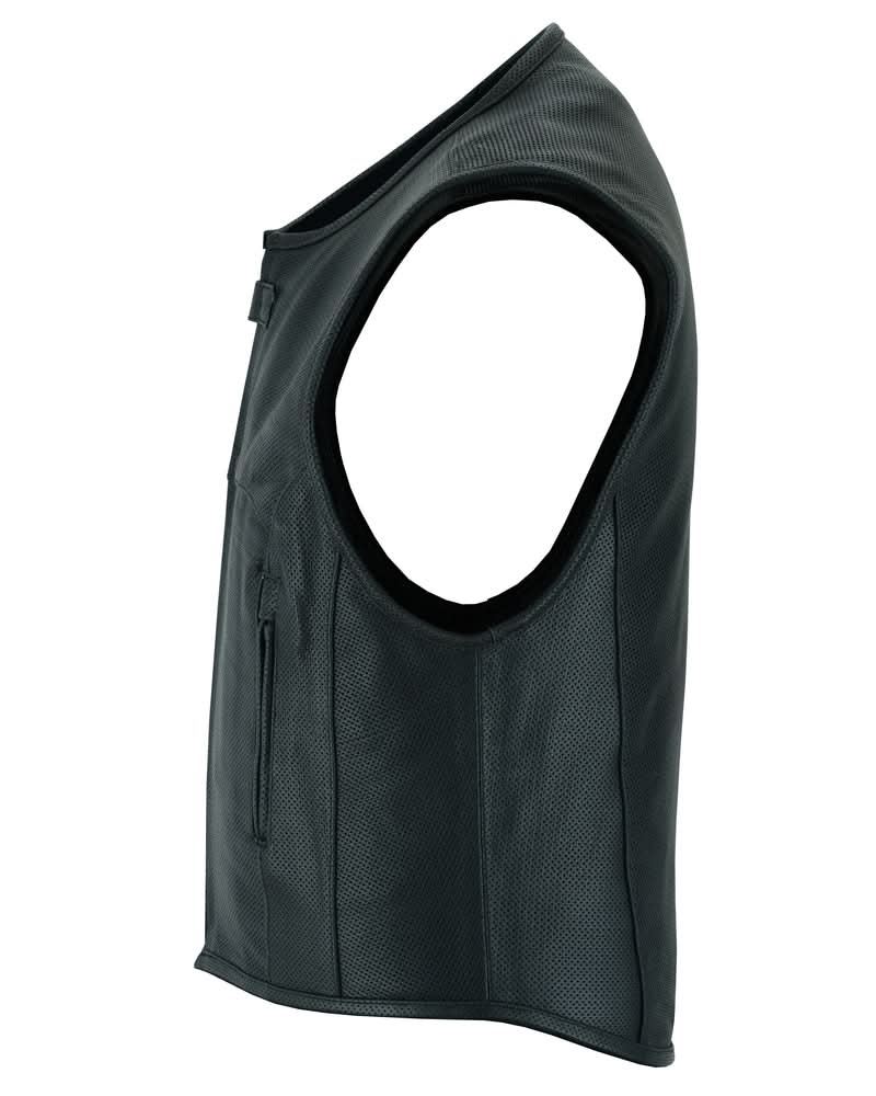 Zone Men's Black SWAT Style Leather Vest Men's Leather Vests Renegade Classics