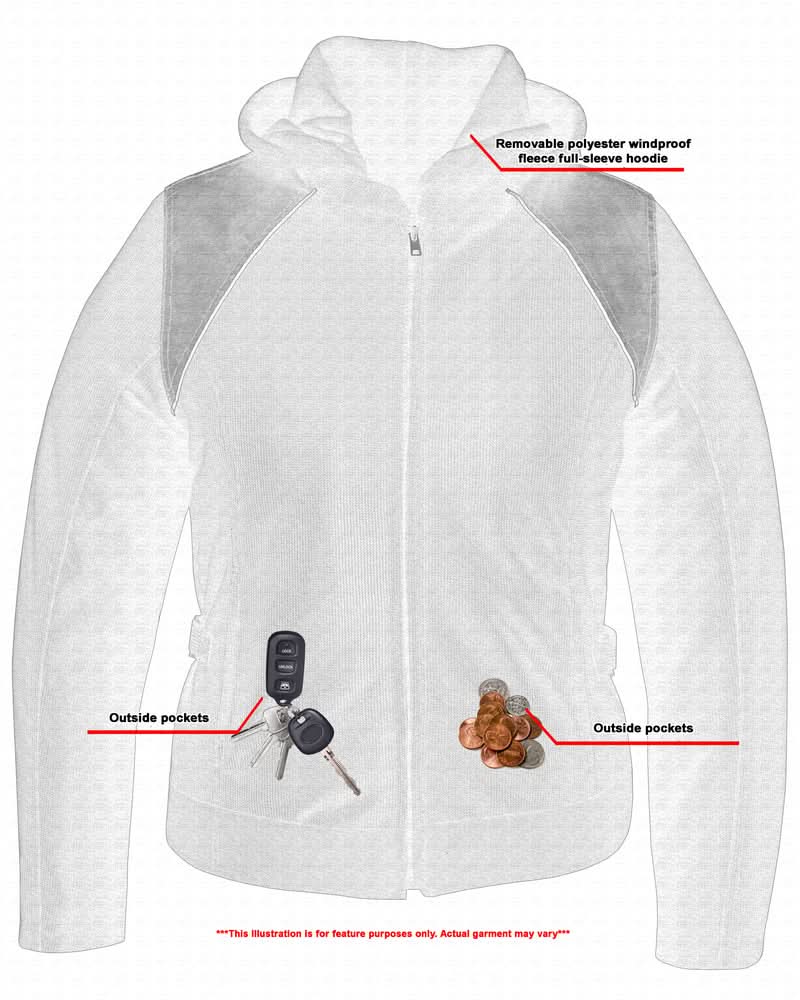 Darkstream Women's Mesh Motorcycle Jacket - Black/ Black Tone Reflective Women's Textile Jackets Renegade Classics