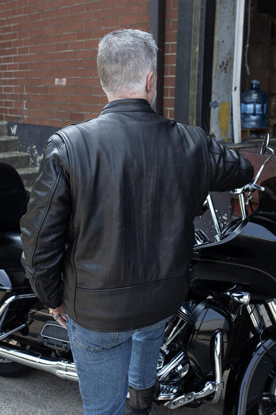 Hot Leathers JKM5006 USA Made Men's Black Leather Motorcycle Biker Jacket