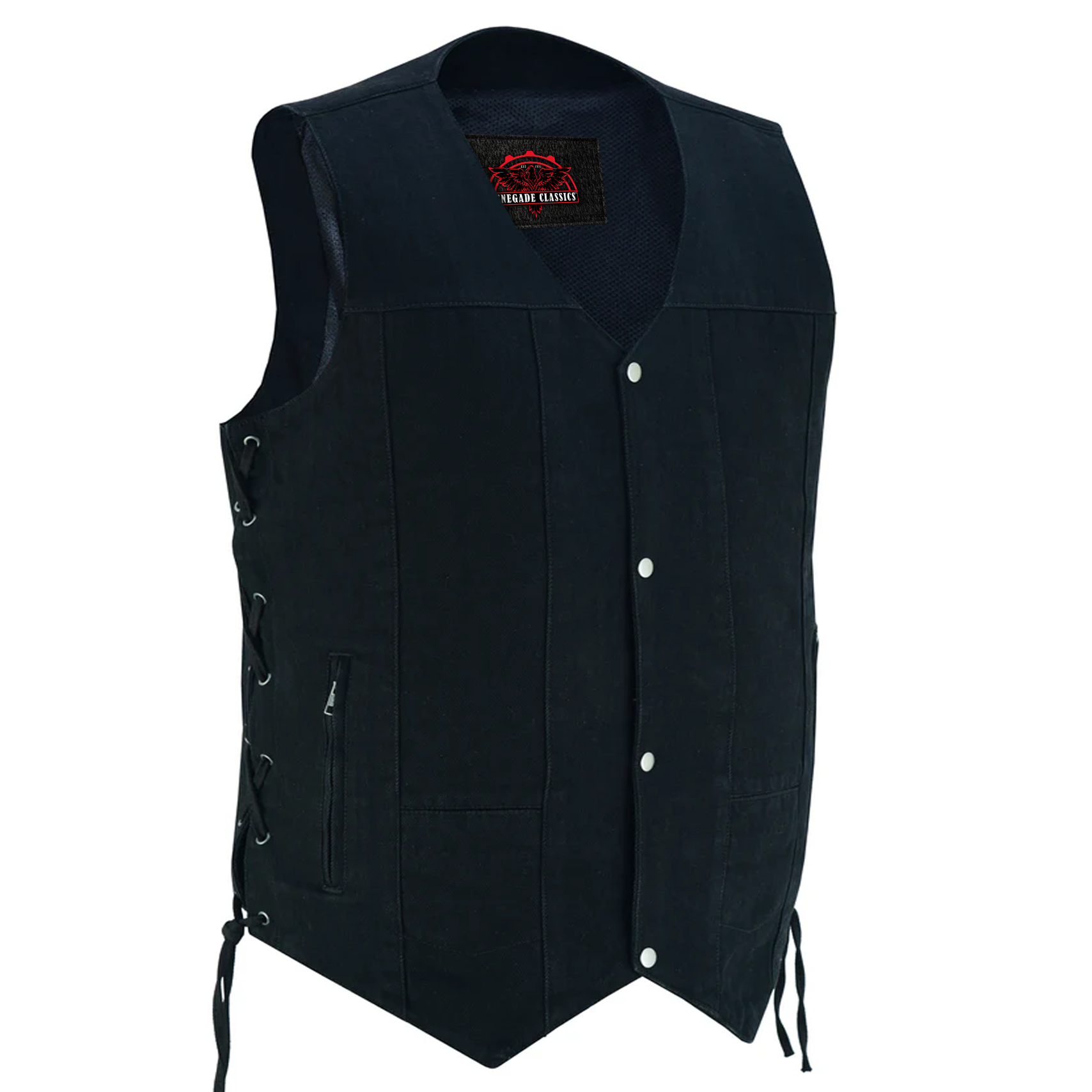 Denhawk Men's Tall Black Denim Motorcycle Vest