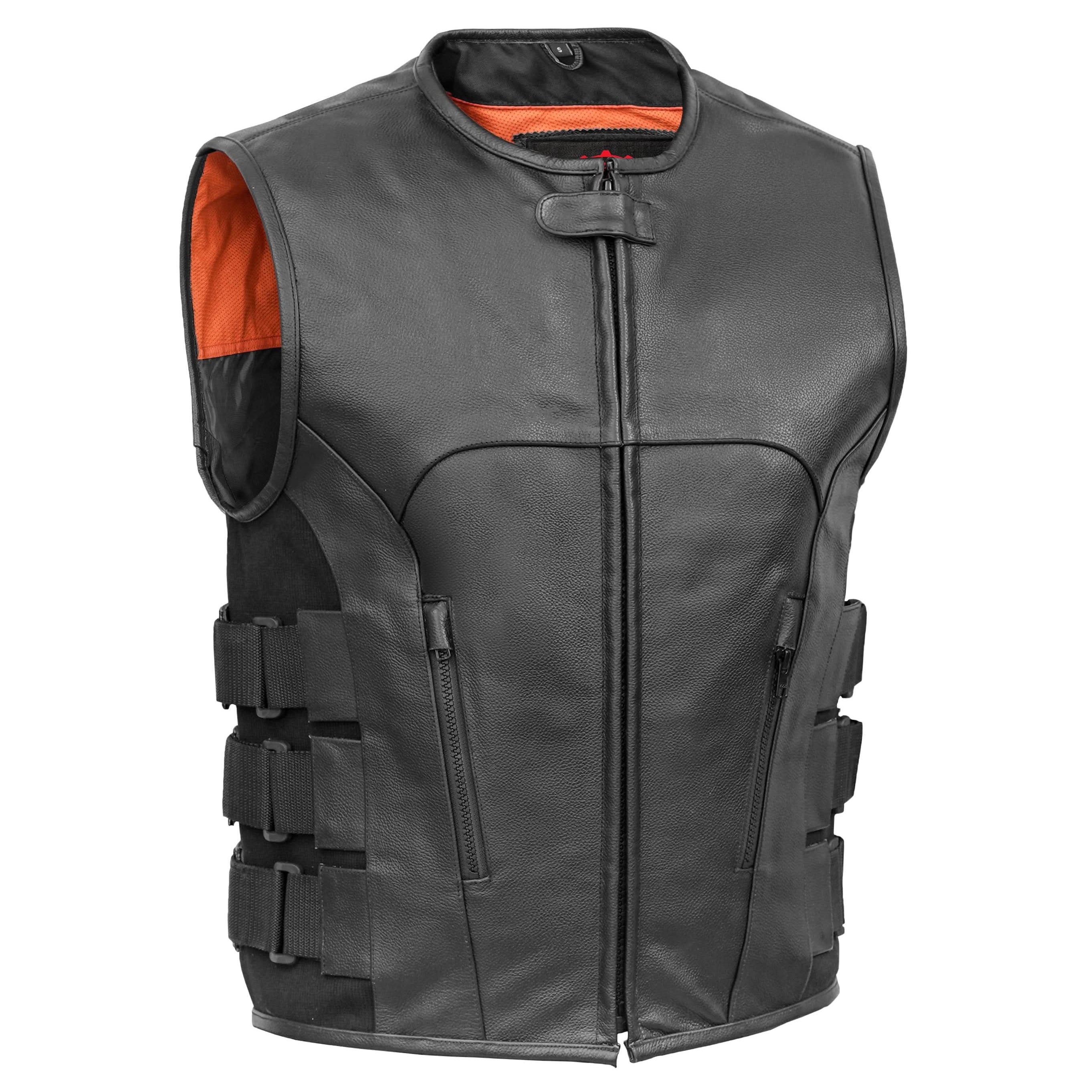 Silent Strike Black Leather SWAT Style Motorcycle Vest