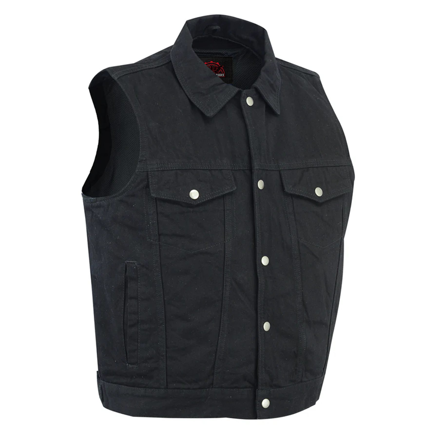 Dark moto  Men's Denim Motorcycle Vest  - Black