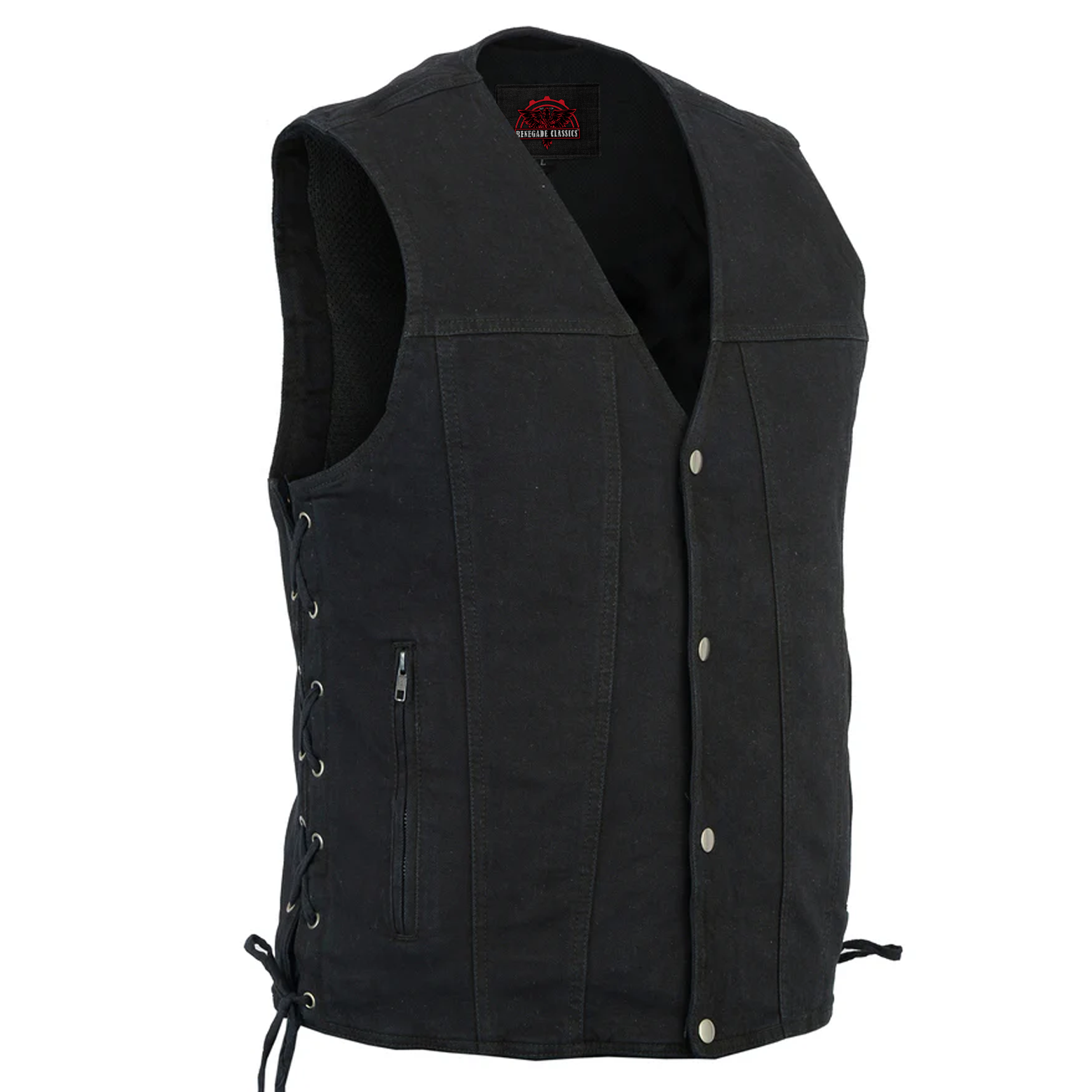 Outrider Men's Classic Black Denim Motorcycle  Vest